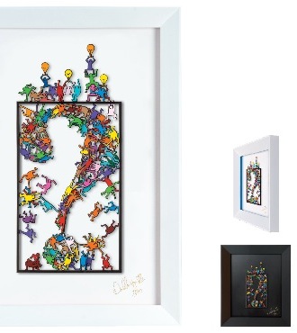 Thinking outside the box # Keith Haring - 20" x 14" - Work on paper in 3D