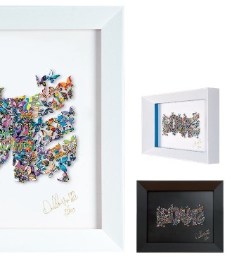 Love flutters by - 50 x 35  cm - Oeuvre sur papier en 3D