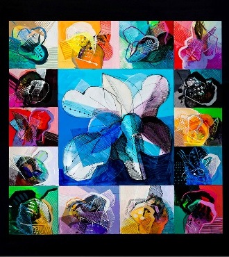 Flowers composition - 120 x 120 cm - Laque sur aluminium