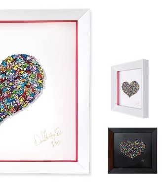 Pop heart #2 - 35 x 38 cm - Oeuvre sur papier en 3D