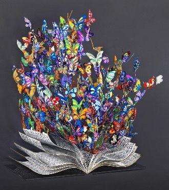 Book of life - 55 x 48 x 40 cm - Sculpture 3D en métal découpée au laser
