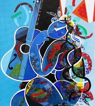 Les sons de la délivrance - 39" x 31,2" or 9,3" x 11,7" – Lacquer on aluminium