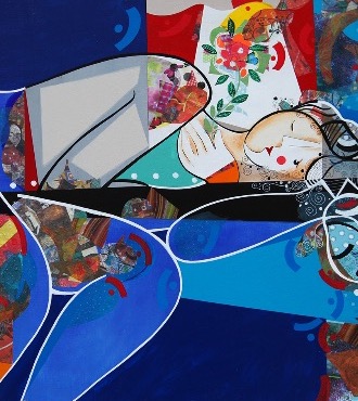 Pensées de ciel - 9,3" x 11,7" – Lacquer on aluminium