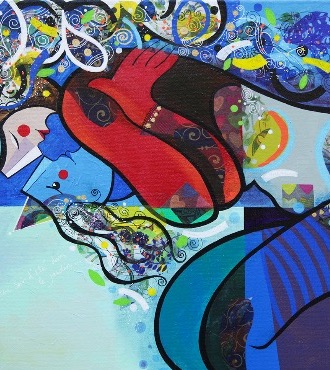 Un soir d’été dans le jardin - 39" x 31,2" or 9,3" x 11,7" – Lacquer on aluminium