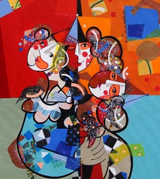 Visages du monde - 39" x 31,2" or 9,3" x 11,7" – Lacquer on aluminium