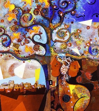 La première phase dans le jardin du ciel - 39" x 47" / 39" x 31,2" or 9,3" x 11,7" – Lacquer on aluminium