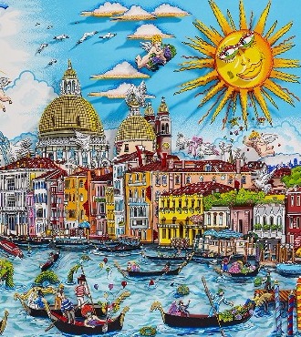 Il sole brilla su Venezia - 29" x 23,4" - Serigraphy 3D