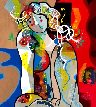 Sensible comme les fleurs - 100 x 80 ou 24 x 30 cm – Laque sur aluminium