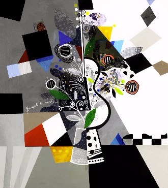 Bouquet de paradis - 39" x 47" / 39" x 31,2" or 9,3" x 11,7" – Lacquer on aluminium