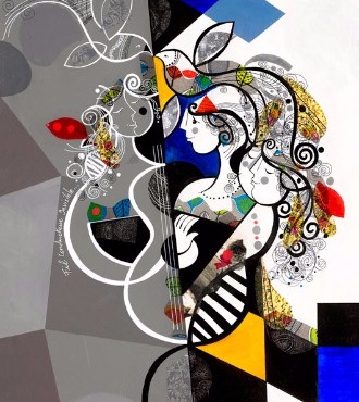 Fil conducteur invisible - 100 x 120 / 100 x 80 ou 24 x 30 cm – Laque sur aluminium