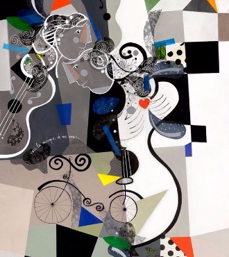 Vers la musique de nos âmes - 39" x 47" / 39" x 31,2" or 9,3" x 11,7" – Lacquer on aluminium