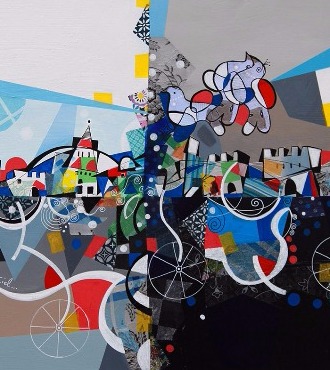 Un voyage vers le ciel - 39" x 47" / 39" x 31,2" or 9,3" x 11,7" – Lacquer on aluminium