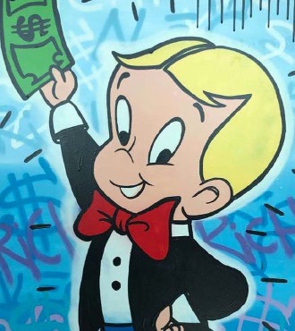 RICHIE HOLDING $ - 36" x 60"inch - mixed media
