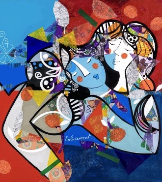 Enlacement - 80 x 100 - Laque sur aluminium