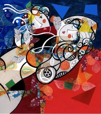 Le beau ciel de notre amour - 31" x 39" – Lacquer on aluminium