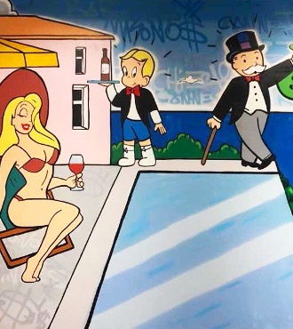 Monopoly and Richie with Blonde Girl - 300 x 200 cm - Technique mixte sur toile