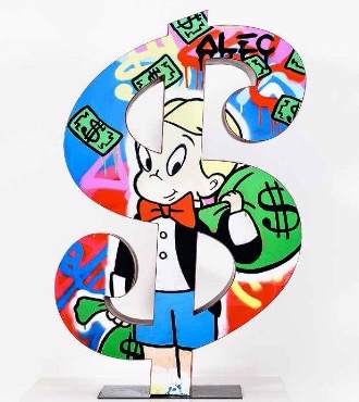 Dollar Richie With Money Bag - 91 x 53 cm - Sculpture