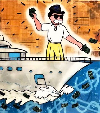 Monopoly Cruising Yacht Polo - 102 x 152 cm - Technique mixte sur toile