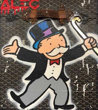 Monopoly Dancing WITH a Cane Goyard Suitcase - 48 x 58 cm - Technique mixte sur toile