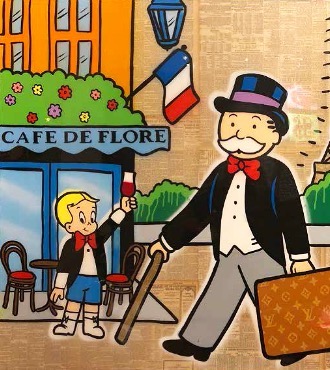 Cafe De Flore - 183 x 122 cm - Technique mixte sur toile