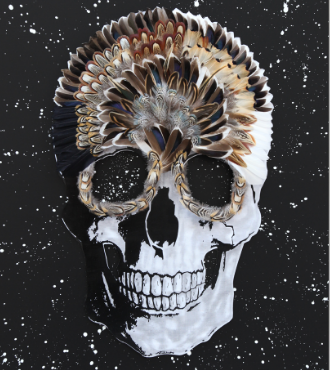The Dark Skull of the Moon - 100 x 70 cm - Plumes et dessin