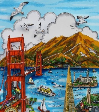 High Over San Fransisco - 16,5 x 32 cm - Sérigraphie 3D