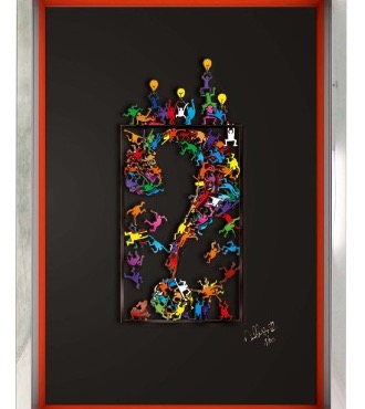 Thinking outside the box - Haring - 20" x 14" - papercut 3D