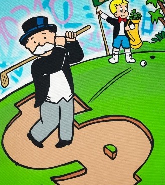 Monopoly Richie $ golf - 48" x 36" inch - mixed media