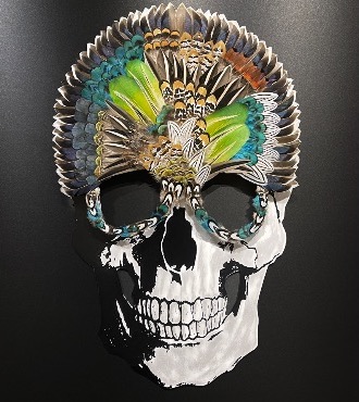 Skull - 100 x 70 cm - Plumes et dessin