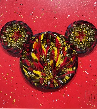 Mickey - 70 x 80 cm - Plumes et dessin