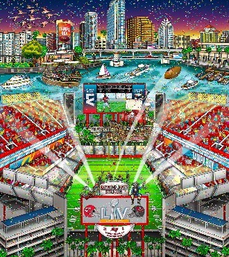 Super Bowl LV : Tampa Bay - 33 x 43 cm - Sérigraphie 3D