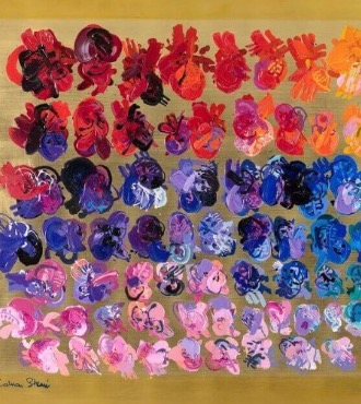 Flower field - Gold - 180 x 120 cm - Monotype