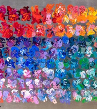 Flower field - Silver - 180 x 120 cm - Monotype