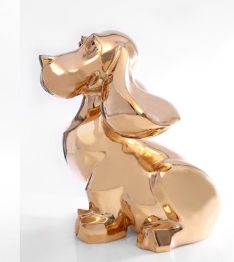Golden dog - mirror polished bronze - 18"inch