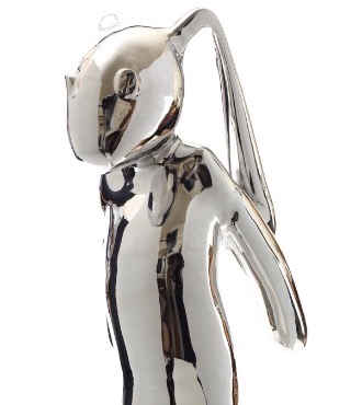 Lapin doudou - Sculpture en inox poli miroir - 160 cm