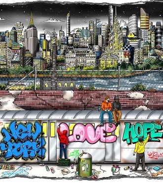 Tagging the subway - 46 x 29 cm - Sérigraphie 3D