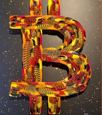 Bitcoin - 100 x 70 cm - Plumes et dessin