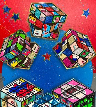 Pop rubik's cube - 19,6" x 27,5" - Mix Media