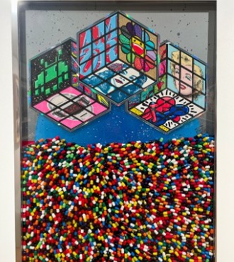 Pop rubik's cube - 50 x 70 cm - Technique Mixte