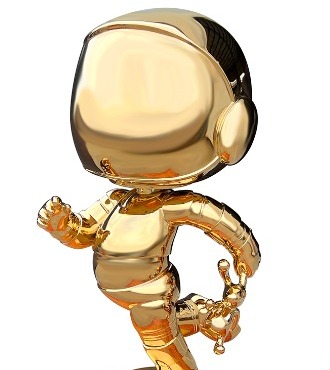 Cosmonaute rigolo - Sculpture gold platinium - 150 cm ou 60 cm