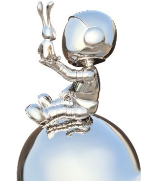 Cosmo sur sa boule avec doudou - polished stainless steel - 31" inch