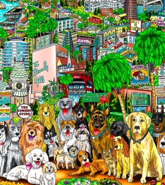 Every dog has its day in LA - 23 x 38 cm - Sérigraphie 3D