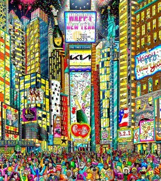 Happy New Year from Times Square - 33 x 51 cm - Sérigraphie 3D