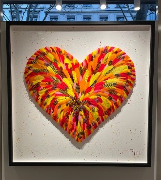 Huge Love - 120 x 120 cm - Plumes et dessin