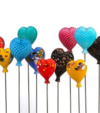 Hearts Balloons - Glass sculptures