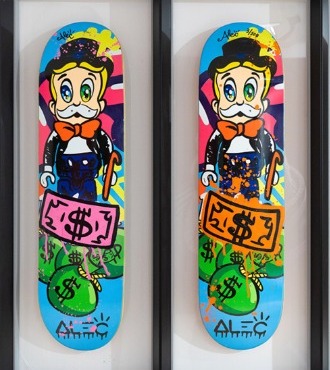 Skateboard Deck Triptyque - 99 x 114 cm - Technique mixte