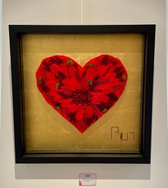 Pocket Love - Gold / Red - 45 x 45 cm - Plumes et dessin