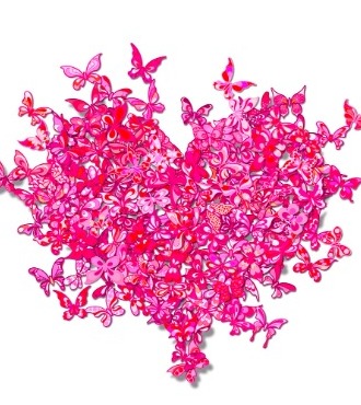 My heart is all a flutter - Pink Edition - 110 x 100 / 61 x 51 cm - Sculpture murale 3D en métal découpée au laser
