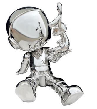 Cosmonaute thinking doudou - polished stainless steel - 24" inch