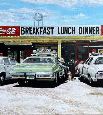 Breakfast in America - 35 x 23 cm - Peinture sur toile